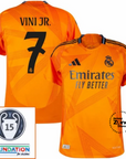 Real Madrid Vini JR. 7 Away Fan Jersey 2024/25 Patches UCL UEFA Foundation (Official Printing)