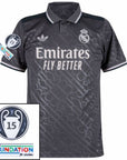 Real Madrid Mbappé 9 Third Fan Jersey 2024/25 Patches UCL UEFA Foundation (Official Printing)