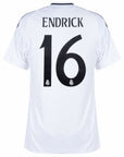 Real Madrid Endrick 16 Home Fan Jersey 2024/25 Patches UCL UEFA Foundation (Official Printing)