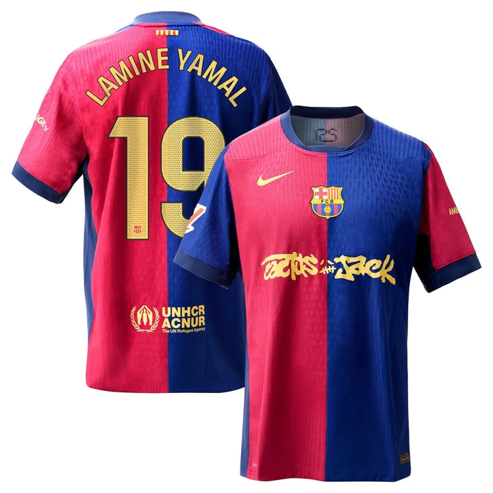 Barcelona Travis Scott Home Fan Jersey 2025/26 Spotify and FC Barcelona Collab With Travis Scott on a Special Cactus Jack
