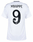 Real Madrid Mbappé 9 Home Fan Jersey 2024/25 Patches UCL UEFA Foundation (Official Printing)