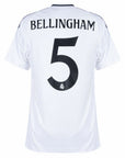 Real Madrid Bellingham 5 Home Fan Jersey 2024/25 Patches UCL UEFA Foundation (Official Printing)
