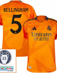 Real Madrid Bellingham 5 Away Fan Jersey 2024/25 Patches UCL UEFA Foundation (Official Printing)