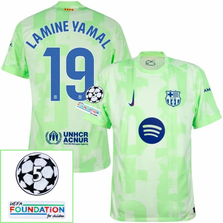 Barcelona Third 2024/25 Patches UCL UEFA Foundation (Official Printing)