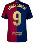 Barcelona Lewandowski 9 Home 2024/25 Patches UCL UEFA Foundation (Official Printing)
