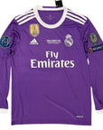 Real Madrid  Cristiano Ronaldo Away Retro 2016-17 Patches UCL UEFA Respect Final World (Official Printing)