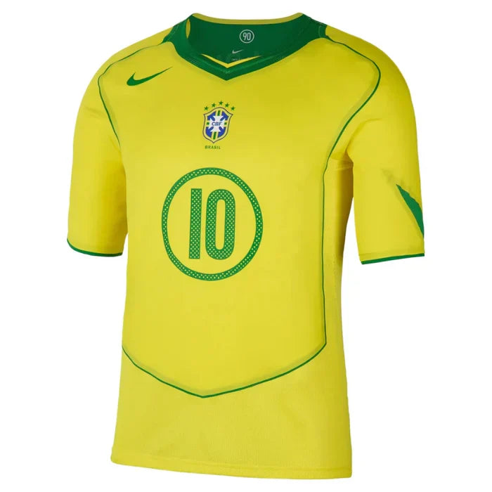 Brazil 2004 I Home Jersey - Retro Version - Ronaldinho 