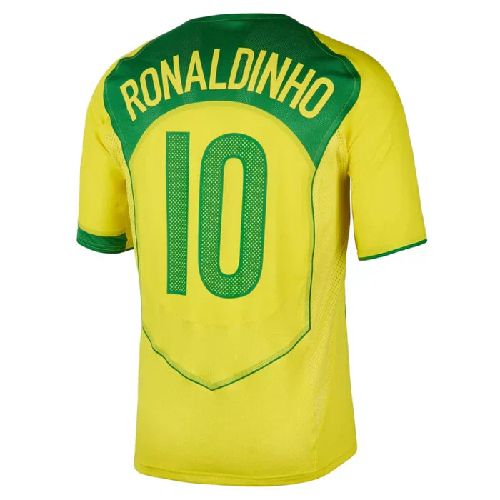 Brazil 2004 I Home Jersey - Retro Version - Ronaldinho 